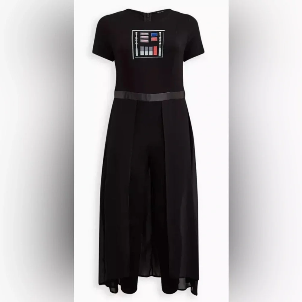 NWT Torrid Star Wars Darth Vader lightweight ponte skirted pant romper size 3X - Picture 4 of 6